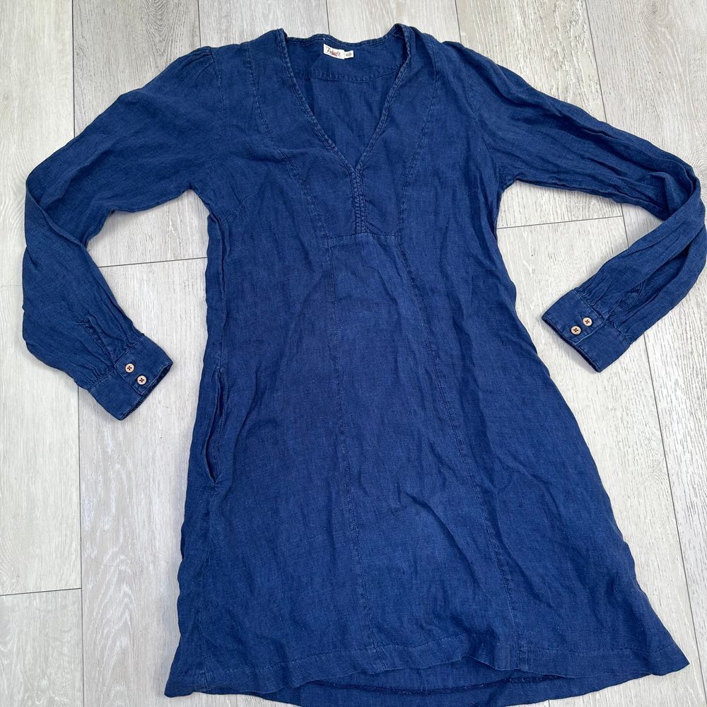 Faherty Indigo Blue Long Sleeve Midi Dress